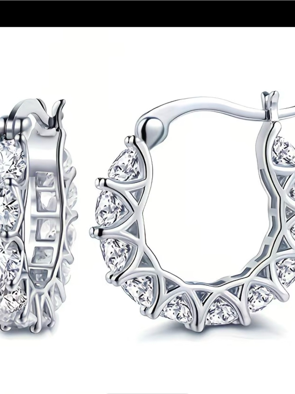 Sparkling Silver-Tone Cubic Zirconia Hoop